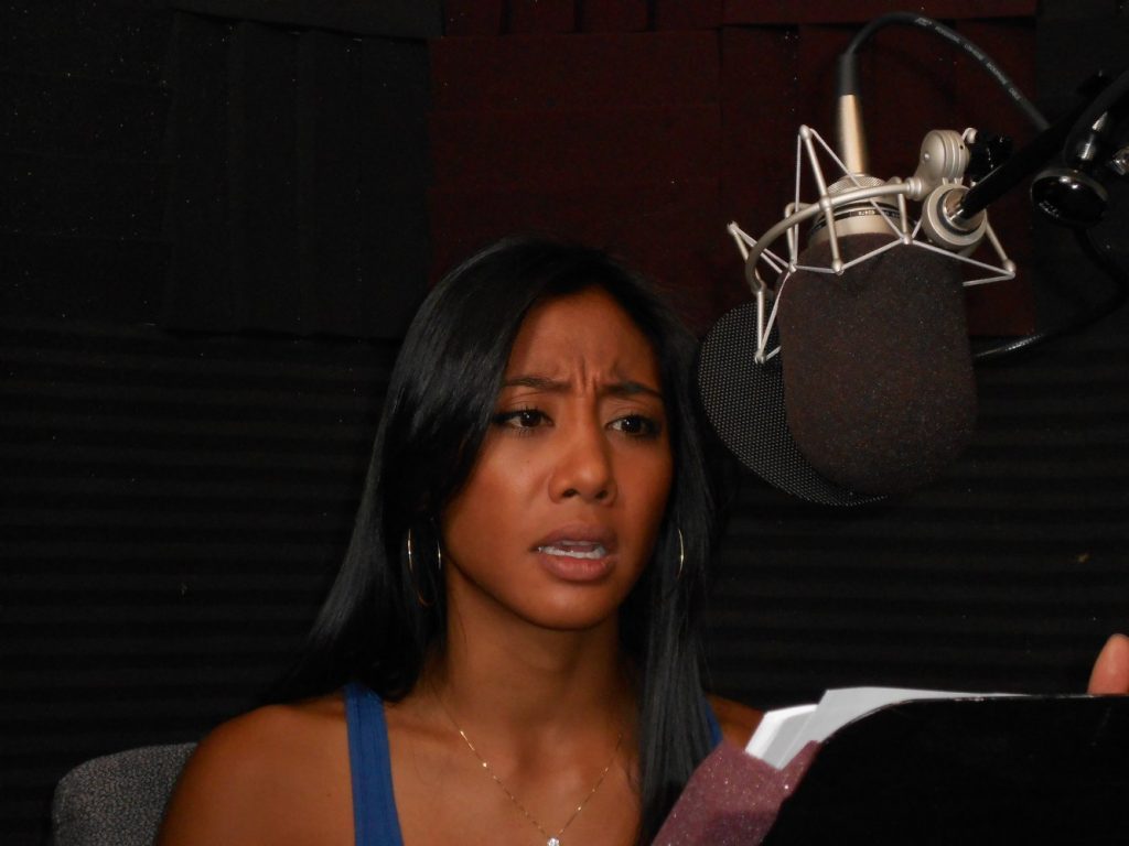 Donnabella Mortel recording audio book 'This Shattered World'